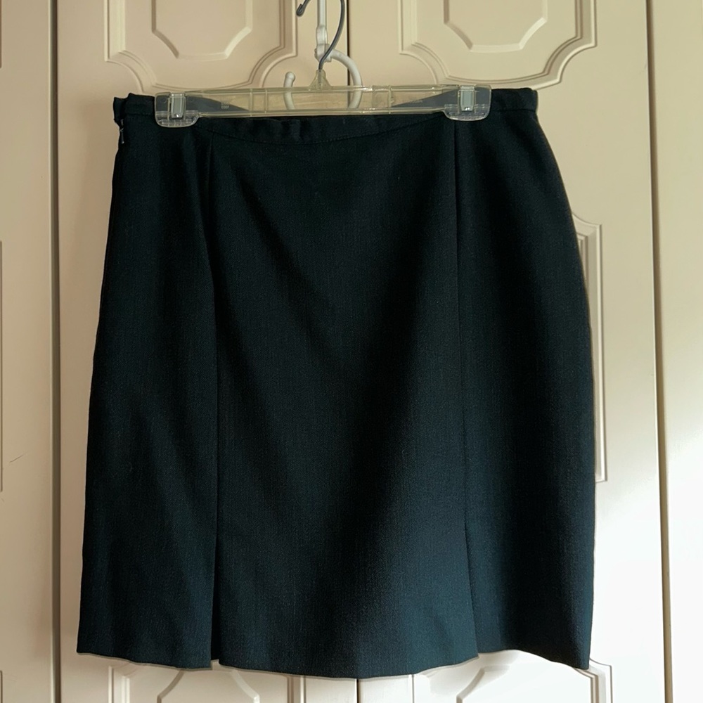 Laura Ashley Dark Kelly Green Lined Wool Mini Skirt with Pleats